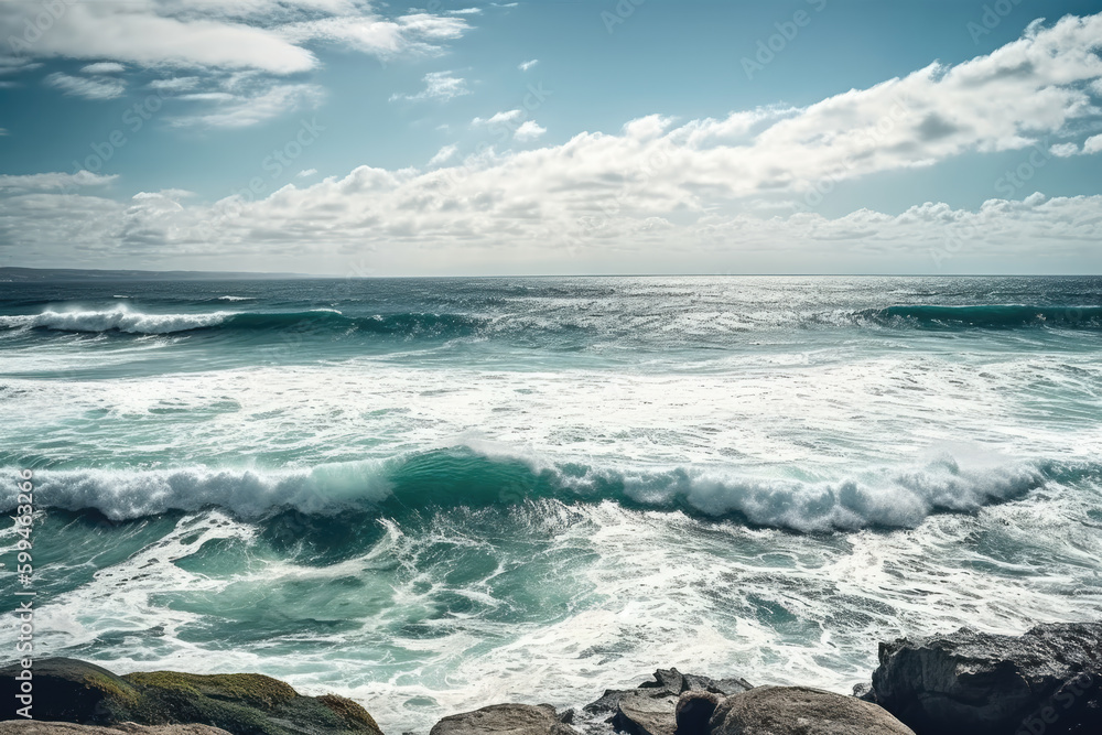 Powerful Waves on a rocky beach