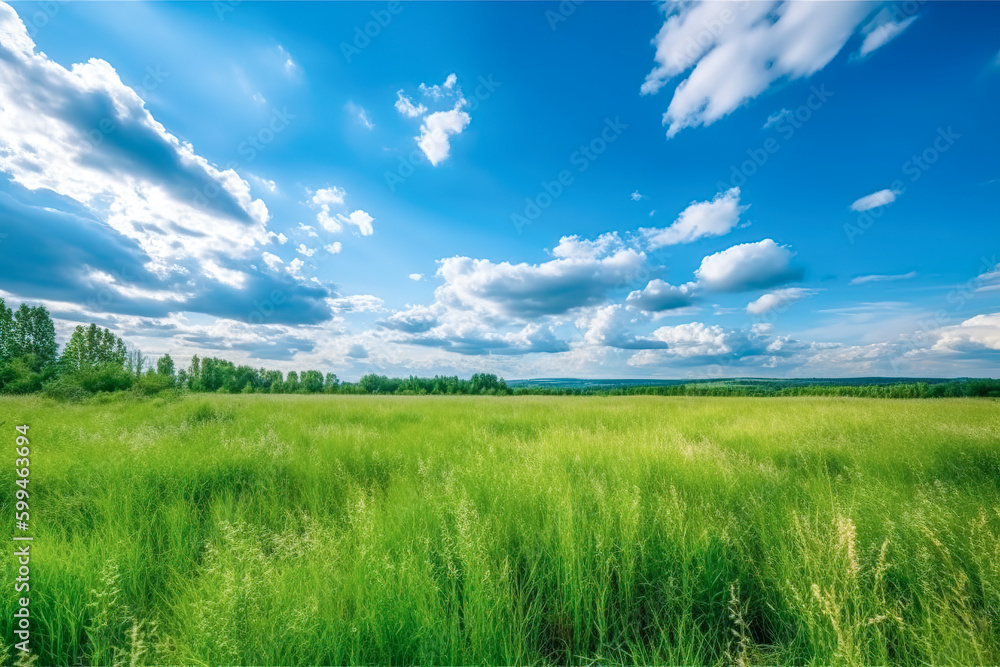 Green Farm Skyline Under Blue Sky and White Clouds