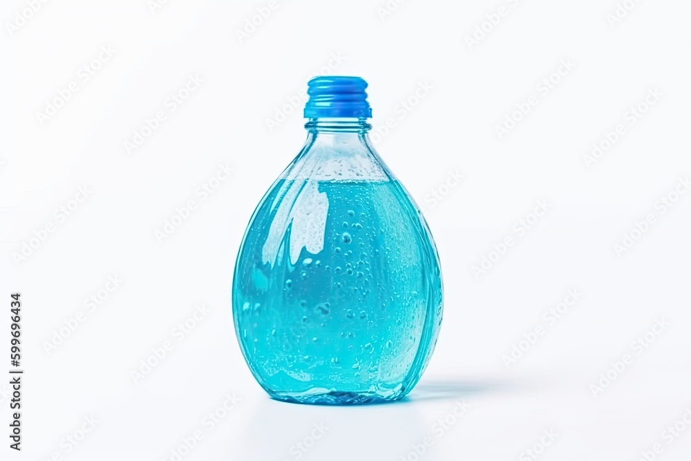 blue water bottle isolated on a white background Generative AI