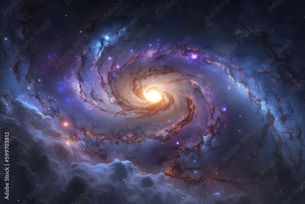 Spiral Galaxy with a Beautiful Array of Stars in the Background Generative AI