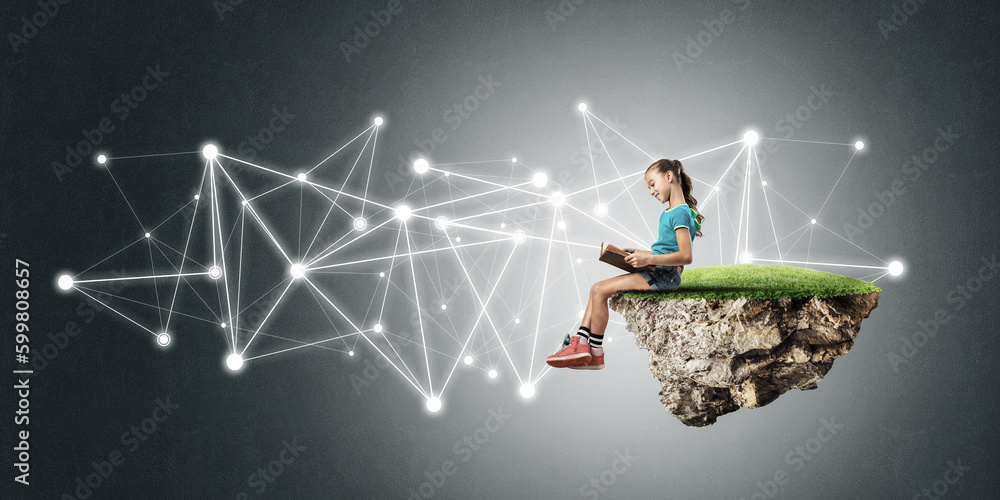 Idea of children Internet communication or online playing and electronic education