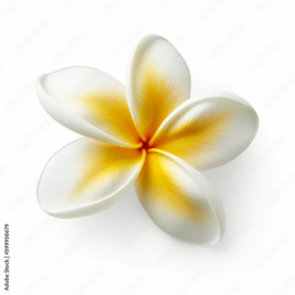 Plumeria flower isolated. Illustration AI Generative.