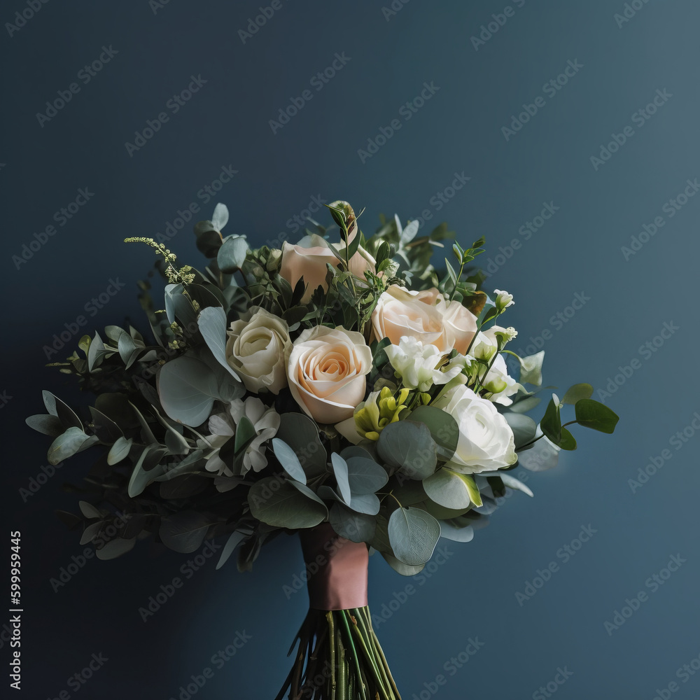 Cute wedding bouquet. Illustration AI Generative.