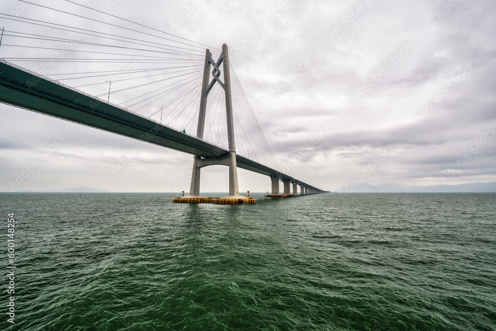 The Hong Kong-Zhuhai-Macao Bridge over the sea.