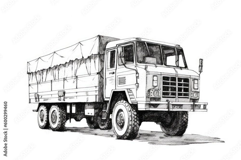 big rig truck on a blank background Generative AI