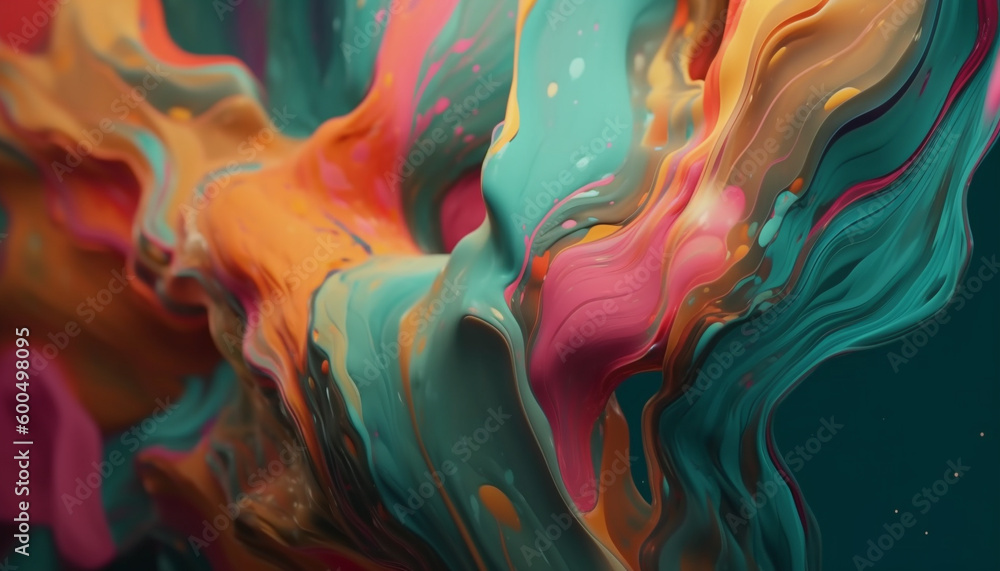 Vibrant colors mix in abstract liquid motion generated by AI