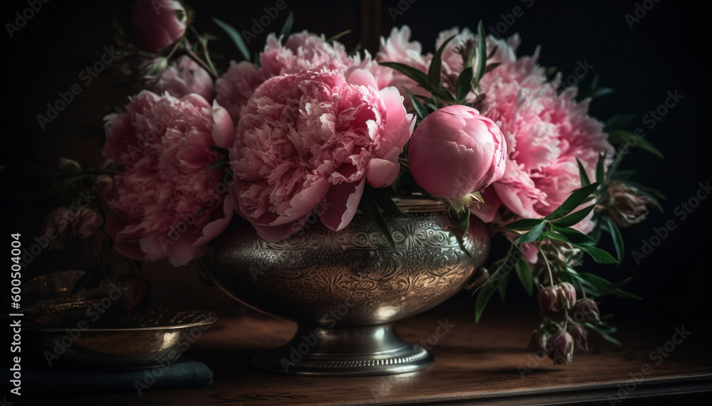 Romantic peony bouquet adds elegance to celebration generated by AI