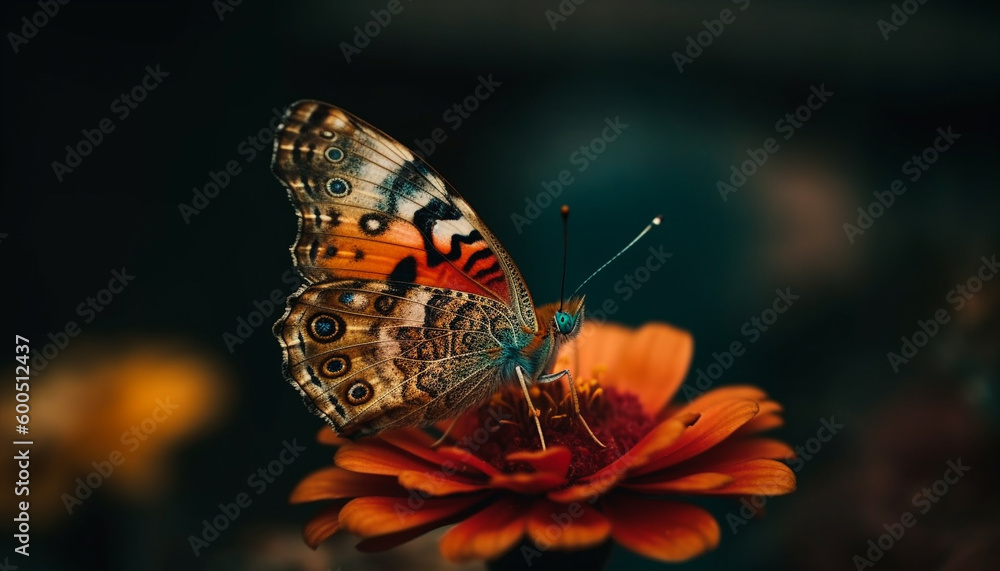 Vibrant butterfly wing, beauty in nature elegance generated by AI