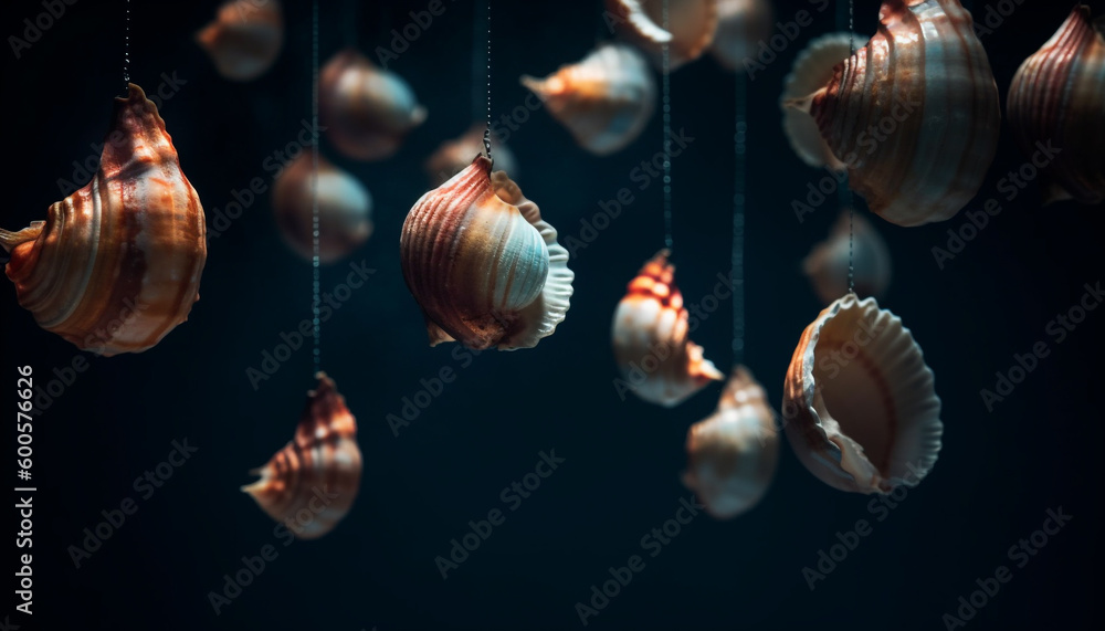 Abstract seashell collection, beauty in nature design generated by AI