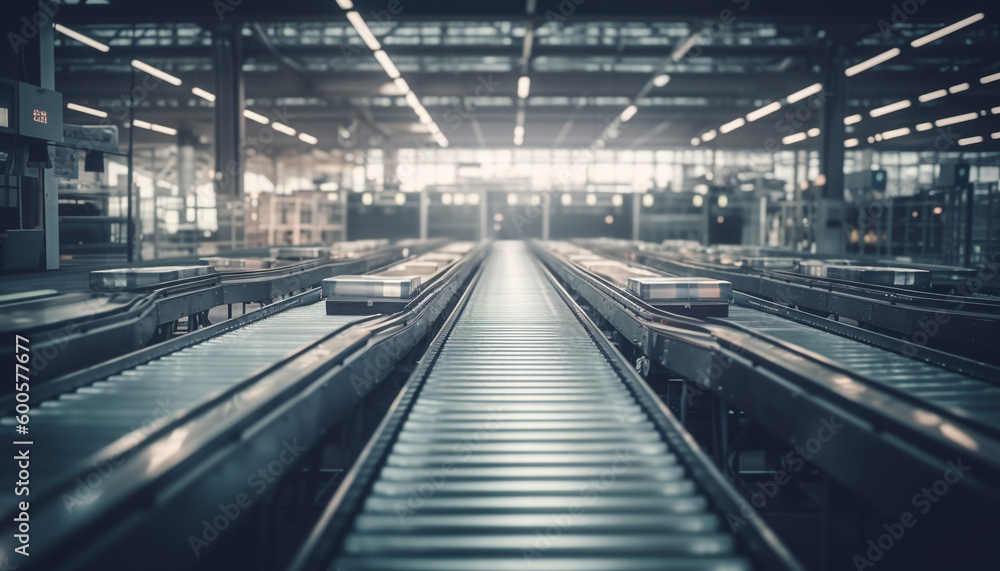 Modern steel subway station, empty of people generated by AI