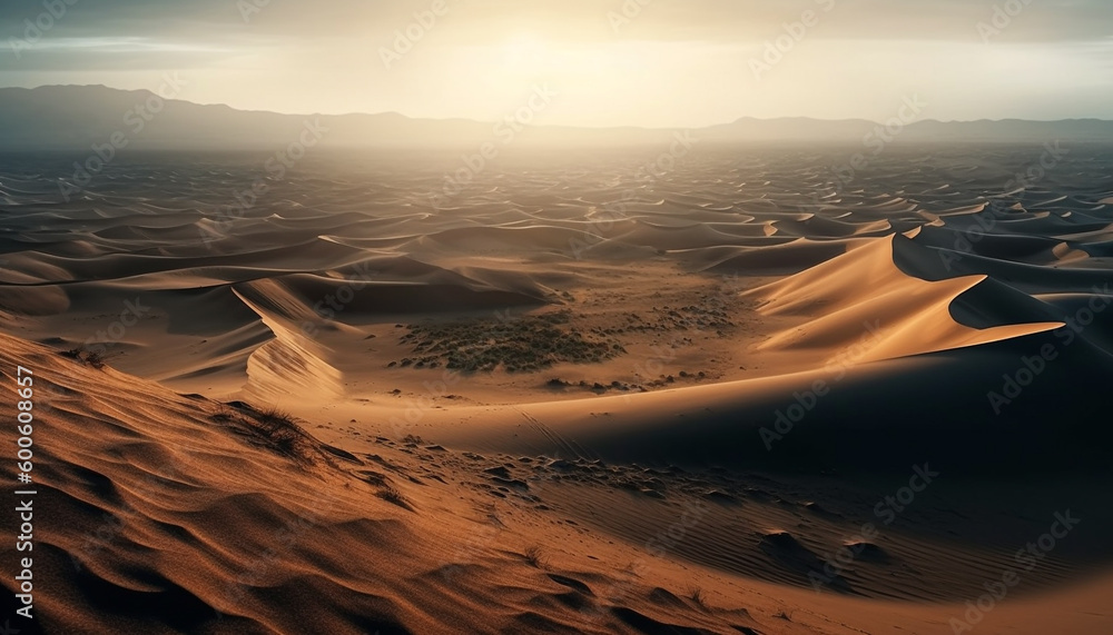 Tranquil scene of majestic sand dunes in arid Africa generated by AI