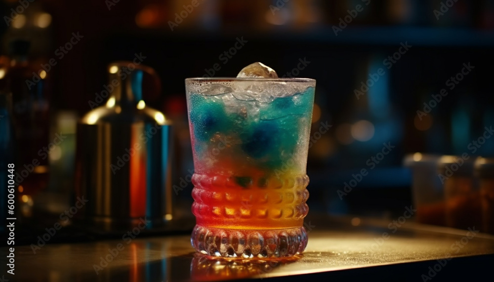 A refreshing whiskey cocktail with lime and ice at nightclub generated by AI