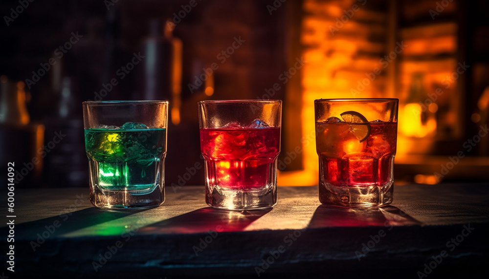 At the bar, a refreshing cocktail with lime and ice generated by AI