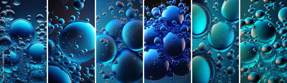 Bubbles background with psychedelic colors. Surreal wallpaper with curvy organics circle shapes. Gen