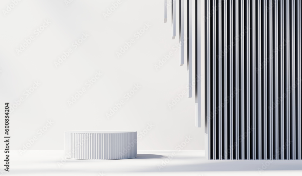 Abstract white platform podium showcase for product display 3d rendering