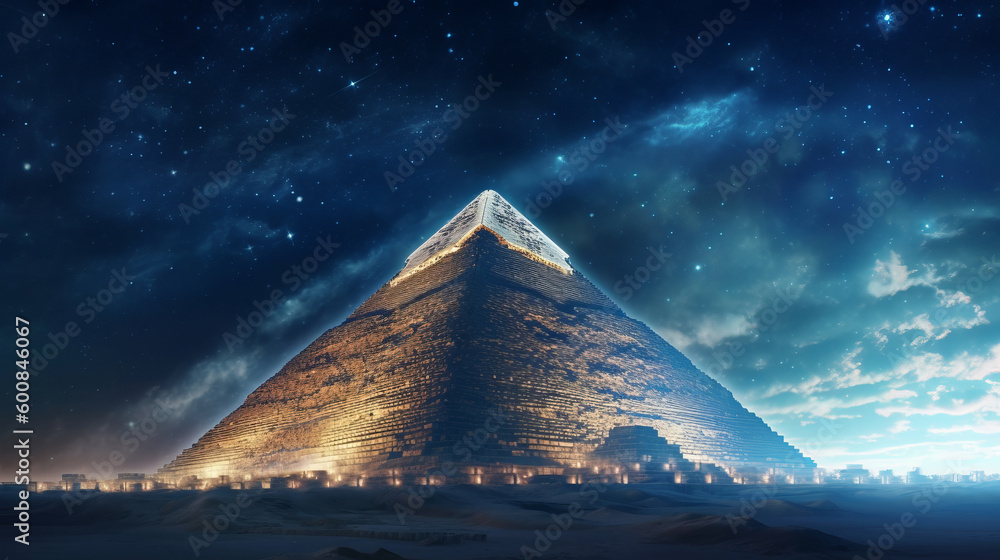 Magical pyramid. Illustration AI Generative.