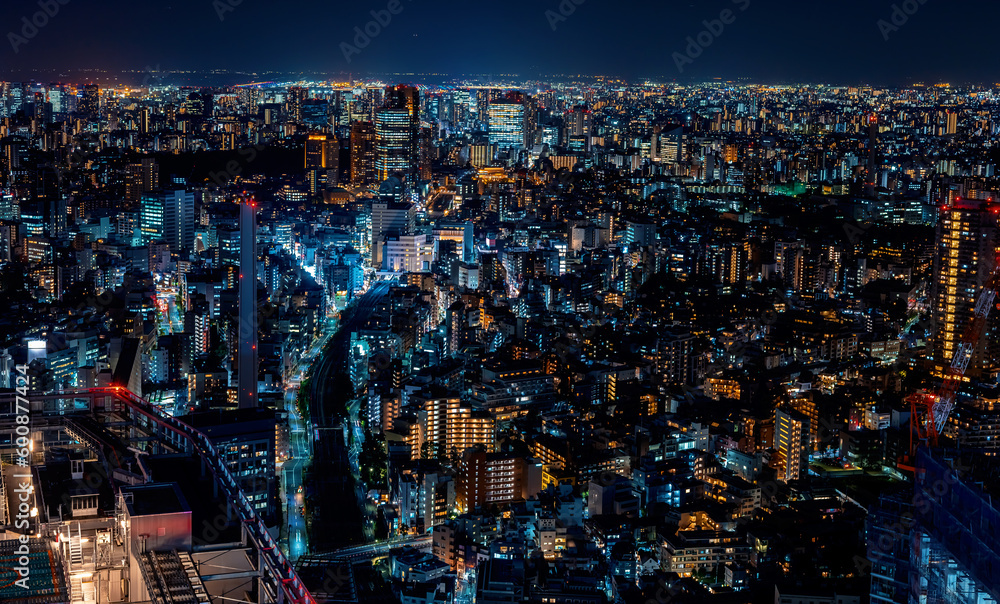 Aerial View of Shibuya, Tokyo, Japan at night