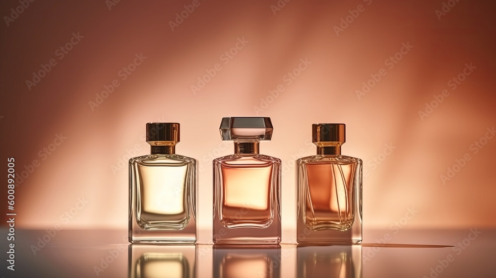 Luxury perfume bottles. Illustration AI Generative