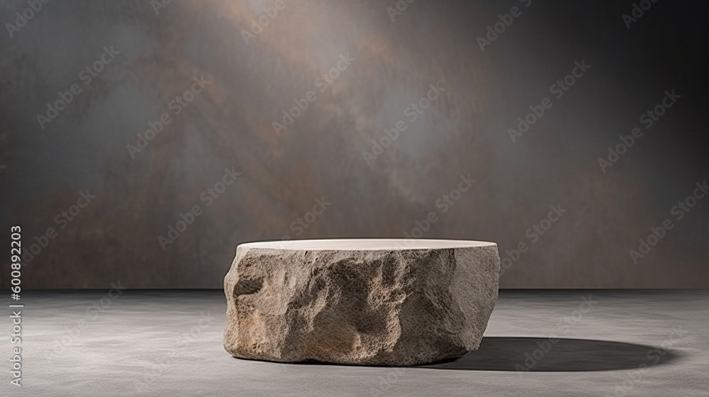 Rock stone podium background. Illustration AI Generative