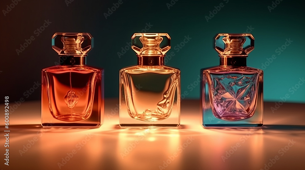 Luxury perfume bottles. Illustration AI Generative