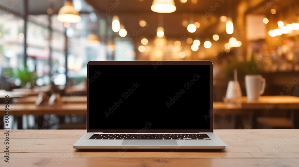 Laptop mockup template. Illustration AI Generative.