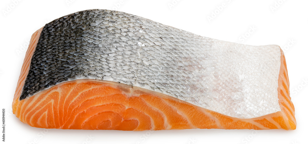 Sliced ​​Fresh Salmon isolated on white background, Salmon Fillet isolated on white background With 