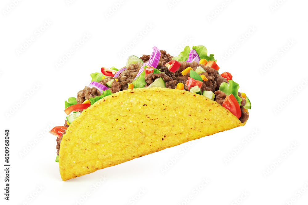 Mexican taco isolated on a white background