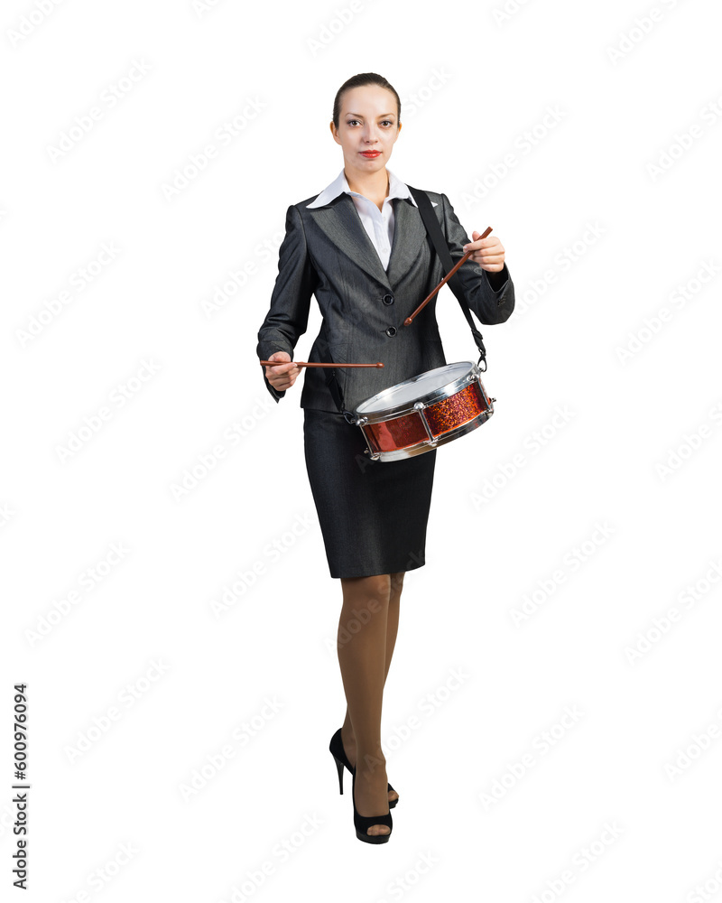 Businesswoman with drum