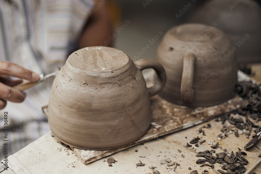 Pottery workshop, the process of making ceramic tableware