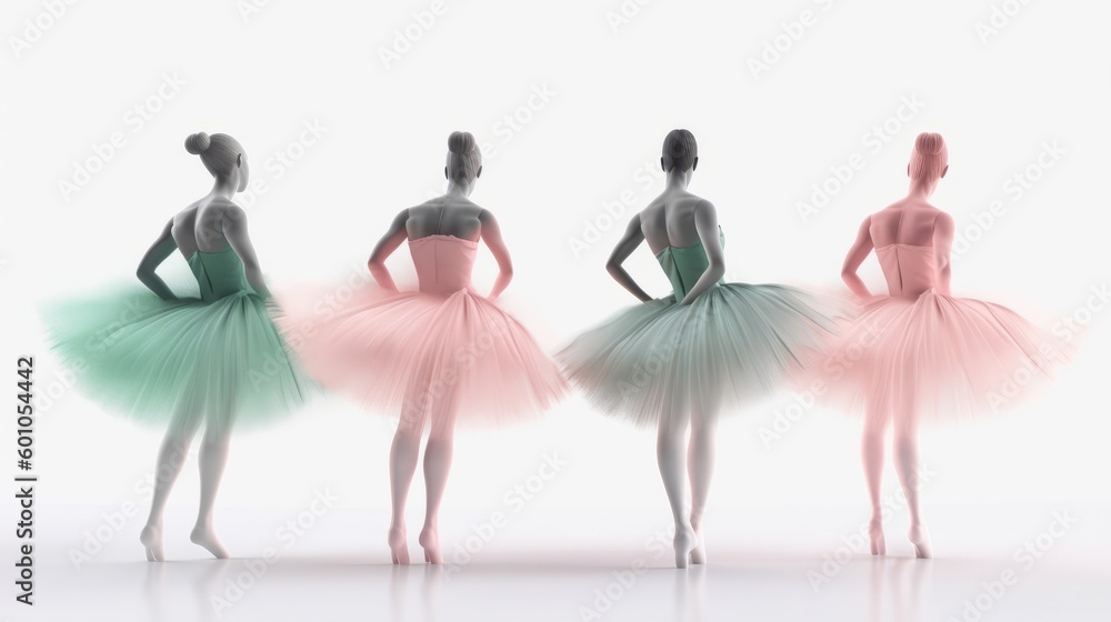 Multiple  ballet dancers posing from behind. .Created by generative Ai