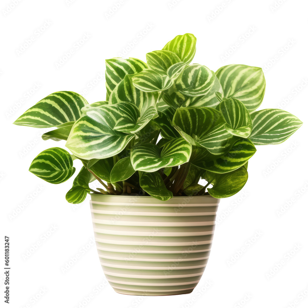 Green domestic plant in flowerpot. Illustration AI Generative.