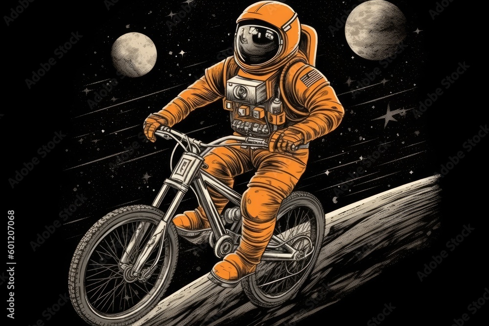 an astronaut riding a bicycle on the surface of the moon Generative AI