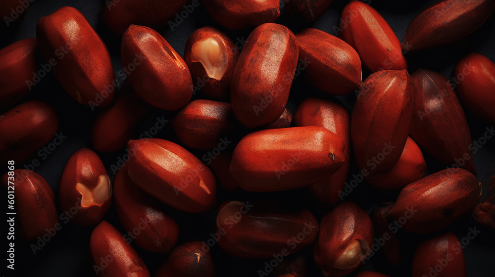 Dried Kola Nuts background. Food backdrop. Generative AI