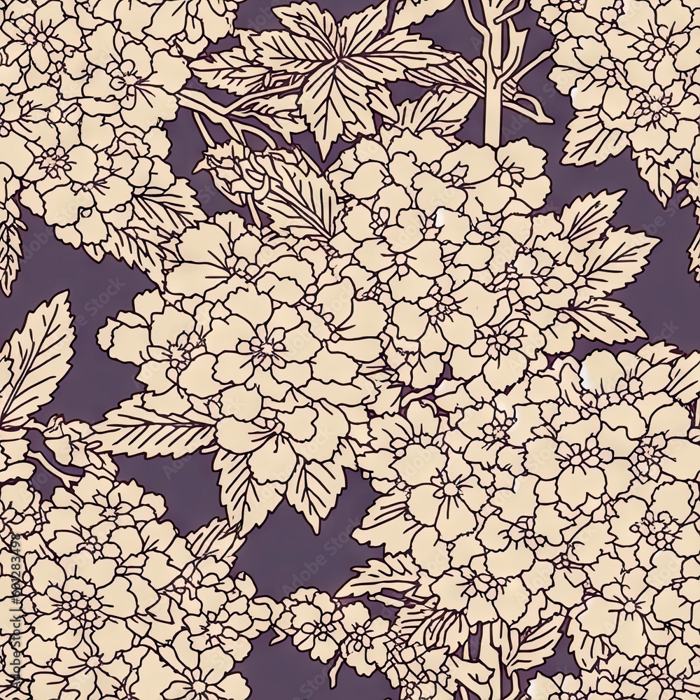 Hydrangea flower seamless pattern. Floral seamless background. Generative AI