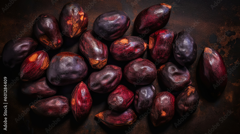 Dried Kola Nuts background. Food backdrop. Generative AI