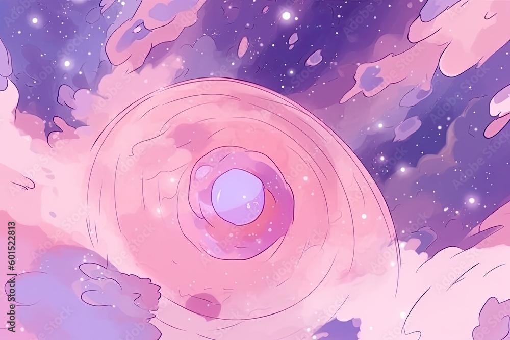 vibrant pink celestial body in a colorful space scene Generative AI