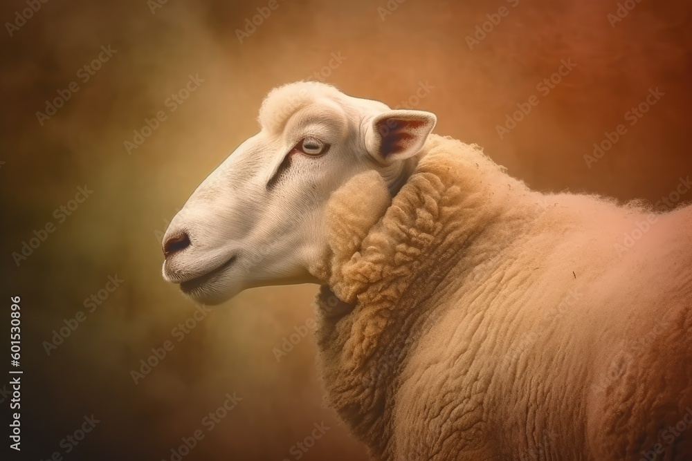 Close-Up of a Sheep in a Natural Environment Generative AI