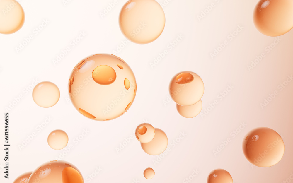 Golden water drop background, 3d rendering.