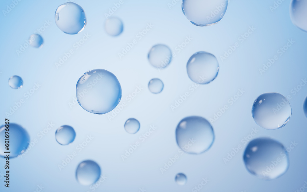 Blue water drop background, 3d rendering.