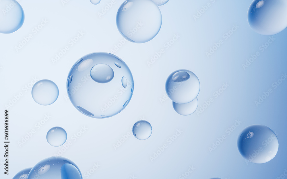 Blue water drop background, 3d rendering.