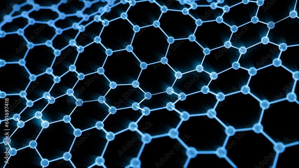 Glowing hexagonal structure, 3d rendering.