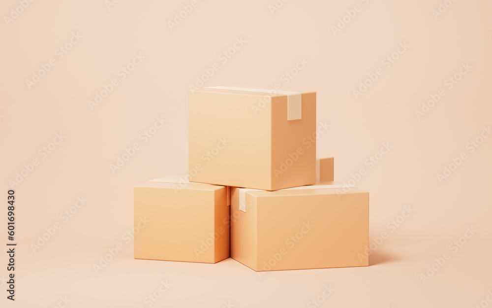 Paper box with logistics and storage concept, 3d rendering.