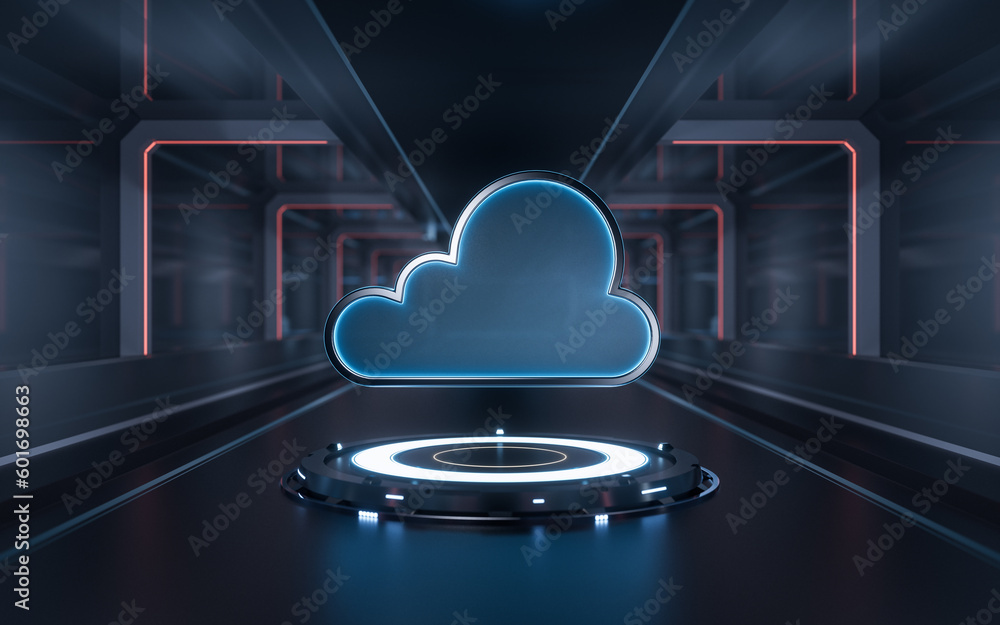 Cloud with technology background, 3d rendering.