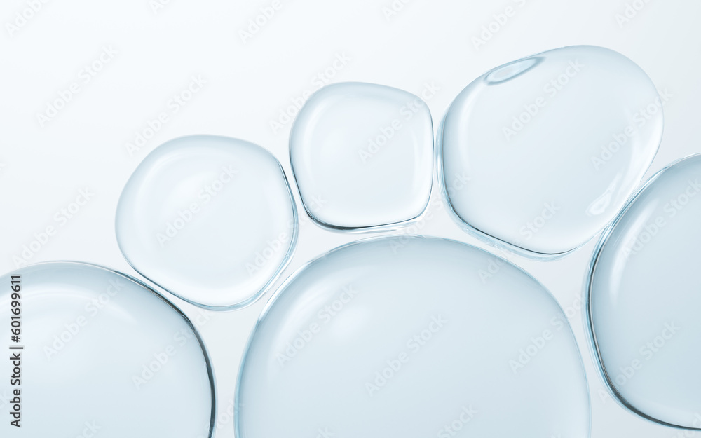 Transparent glass bubbles background, 3d rendering.