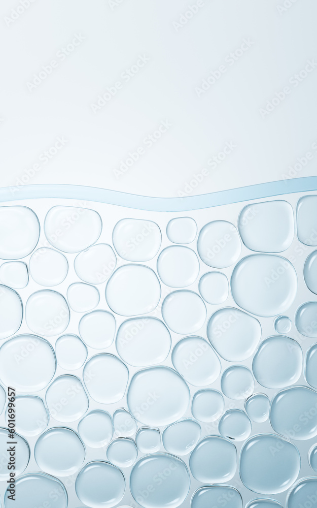 Transparent glass bubbles background, 3d rendering.