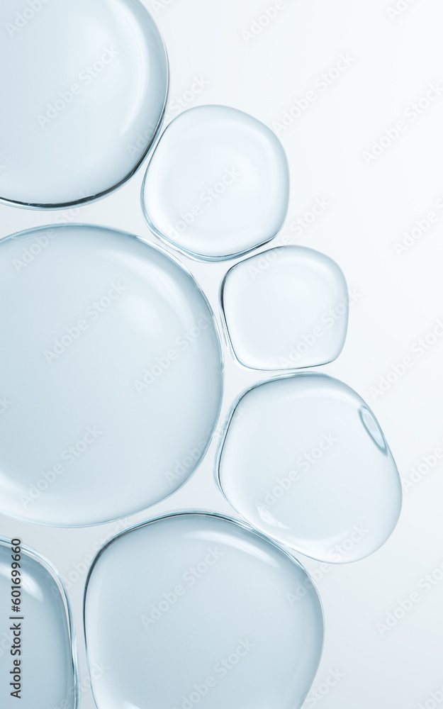 Transparent glass bubbles background, 3d rendering.