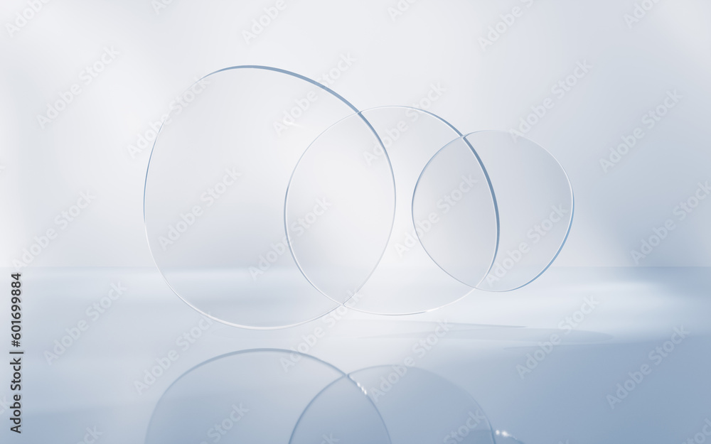 Transparent glass geometry background, 3d rendering.