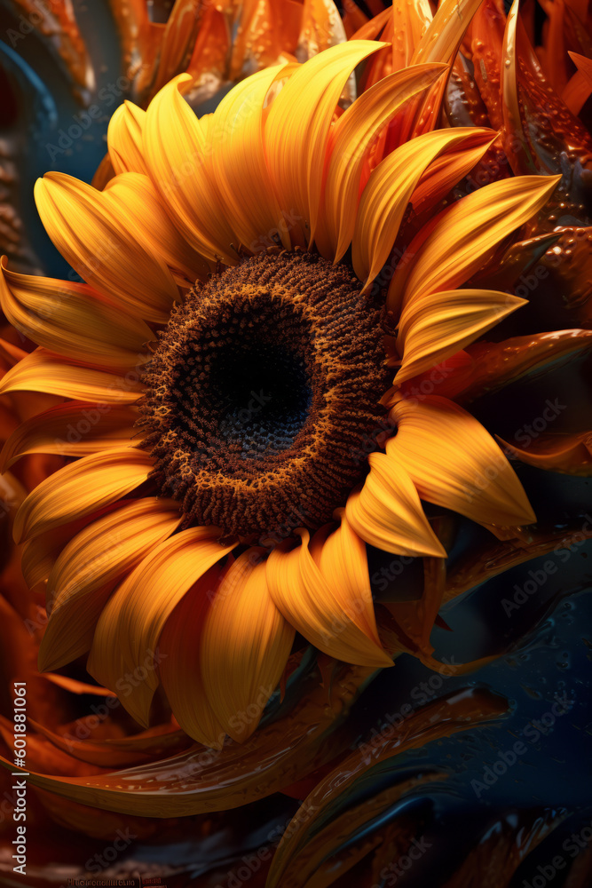 Sunflower background. Illustration AI Generative.