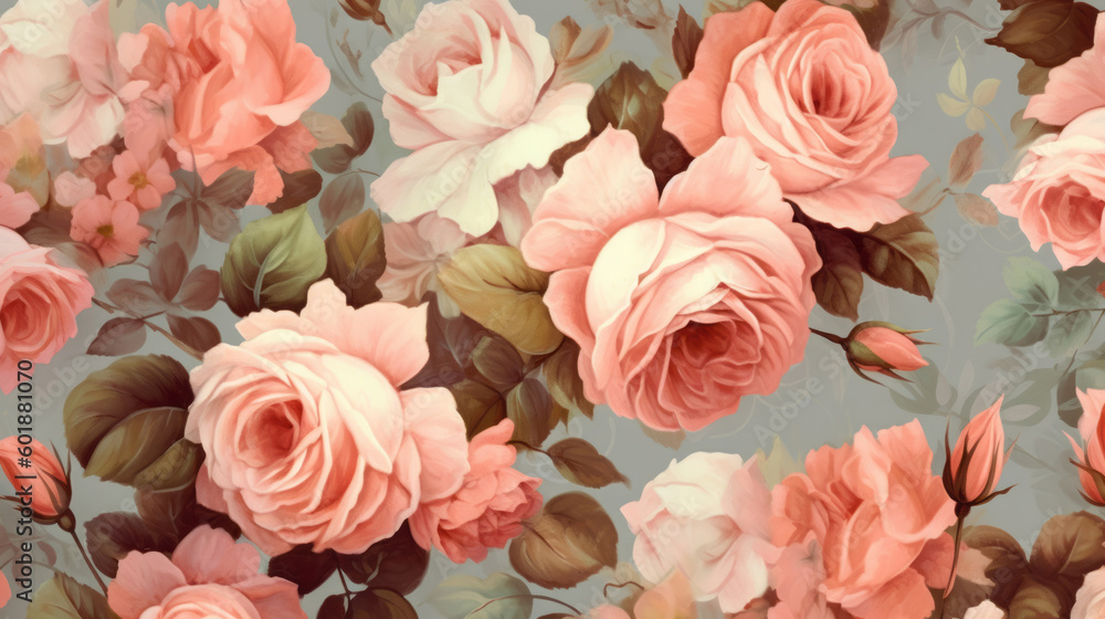 Rose flower background. Illustration AI Generative.