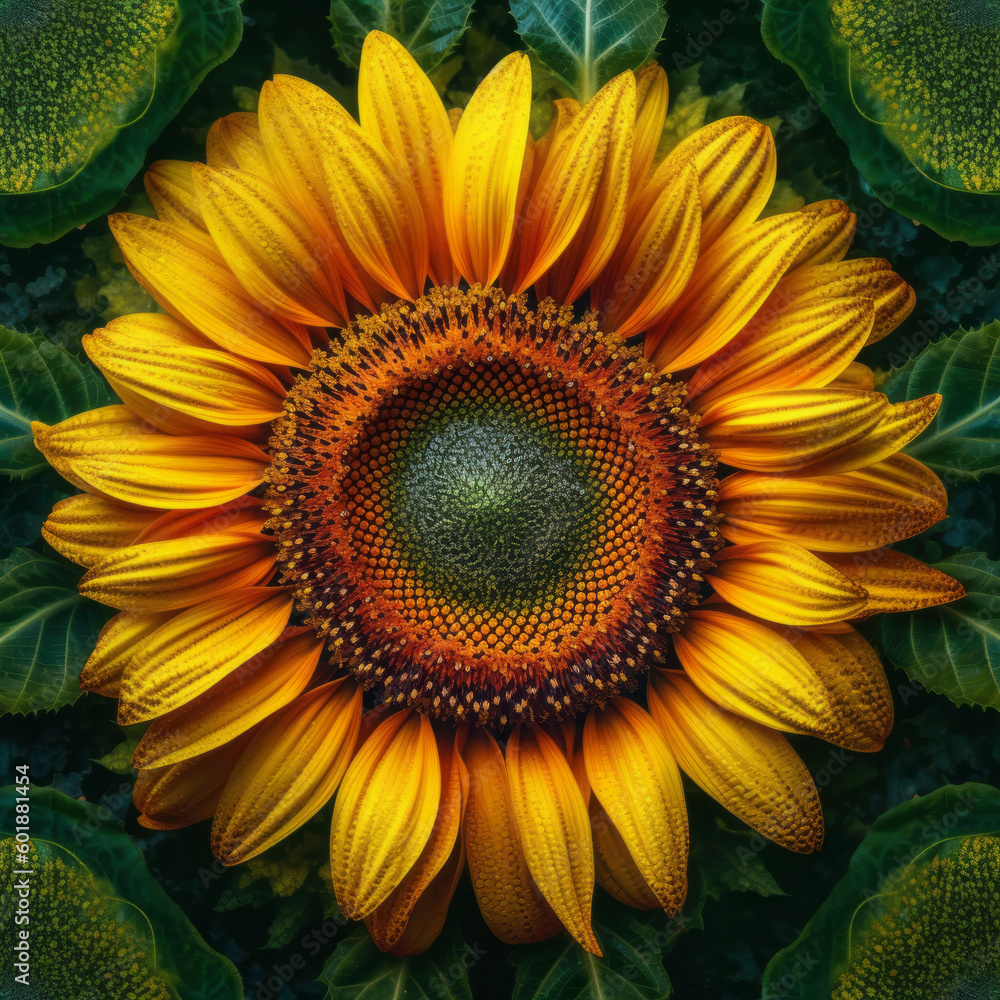 Sunflower background. Illustration AI Generative